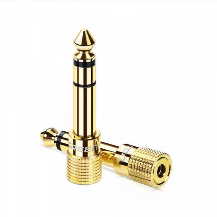 Adaptor audio Ugreen 20503, 6.3mm jack - 3.5mm jack, Gold