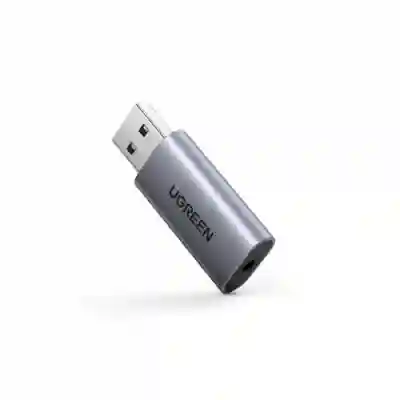 Adaptor audio Ugreen CM383, USB 2.0 male - 3.5mm jack female, Gray