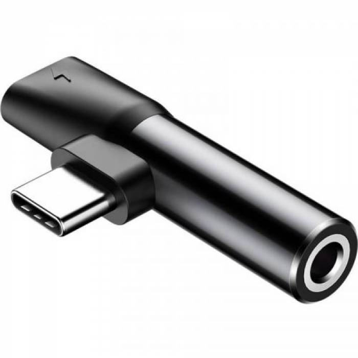 Adaptor Baseus CATL41-01, USB tip C - USB tip C + Jack 3.5mm, Black