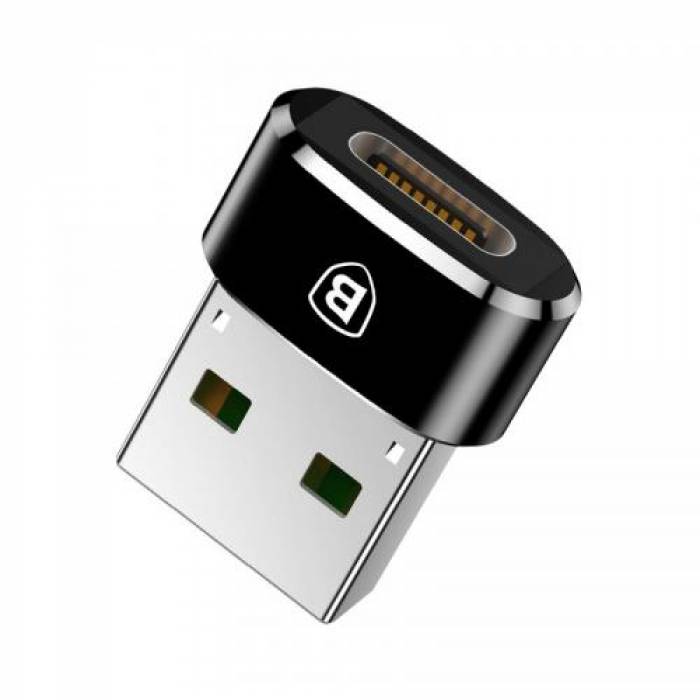 Adaptor Baseus Mini, USB 2.0 - USB tip C, Black