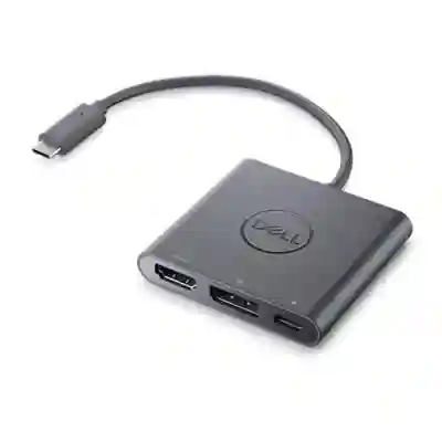 Adaptor Dell 470-AEGY, USB-C - HDMI + Displayport, 0.18m, Black