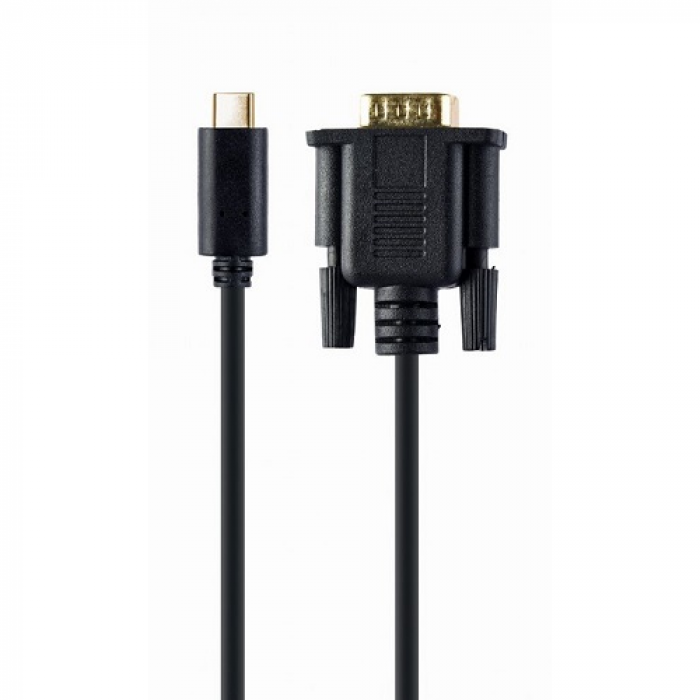 Adaptor Gembird A-CM-VGAM-01, USB-C male - VGA male, 2m, Black