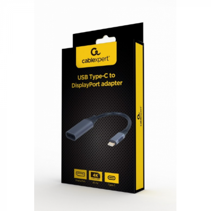 Adaptor Gembird A-USB3C-DPF-01, USB-C - Displayport, 0.15m, Space Gray