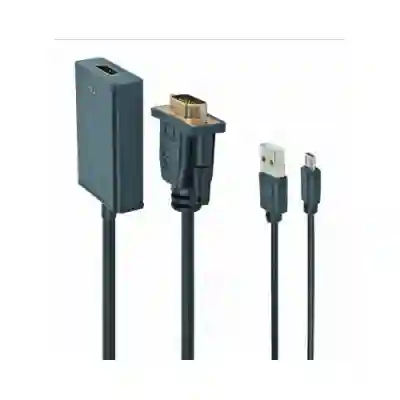 Adaptor Gembird A-VGA-HDMI-01, VGA male - HDMI female, 0.15m, Black