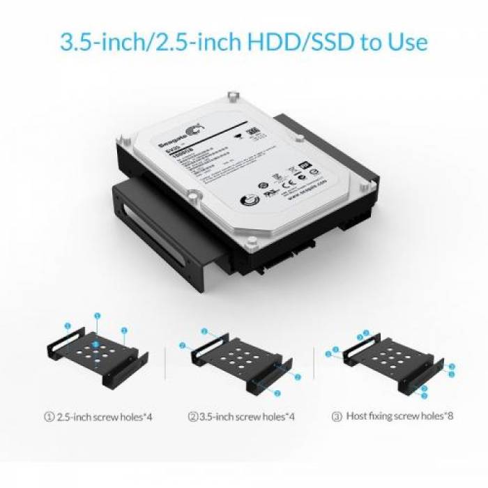 Adaptor HDD/SSD Orico 2.5/3.5inch la 5.25inch, Black