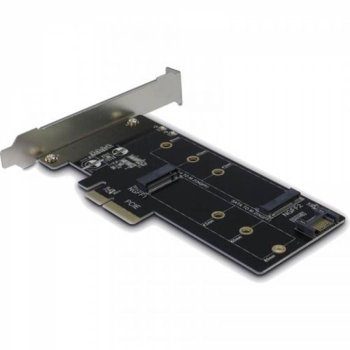 Adaptor Inter-Tech 1x PCI-E Male - 1x M.2 PCI-E SSD + 1x M.2 SATA SSD