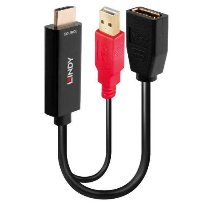 Adaptor Lindy LY-38289, HDMI male - Displayport female + HDMI female, Black