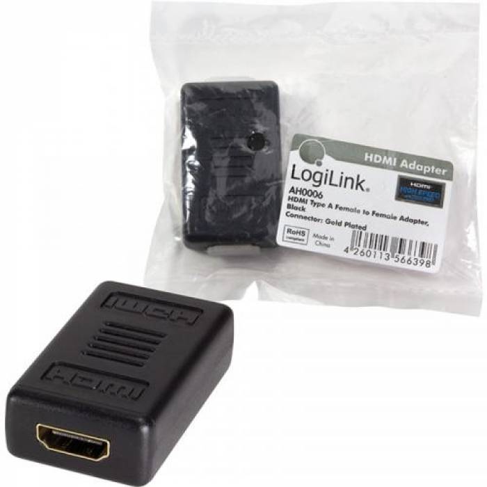 Adaptor Logilink 1x HDMI Female - 1x HDMI Female, negru
