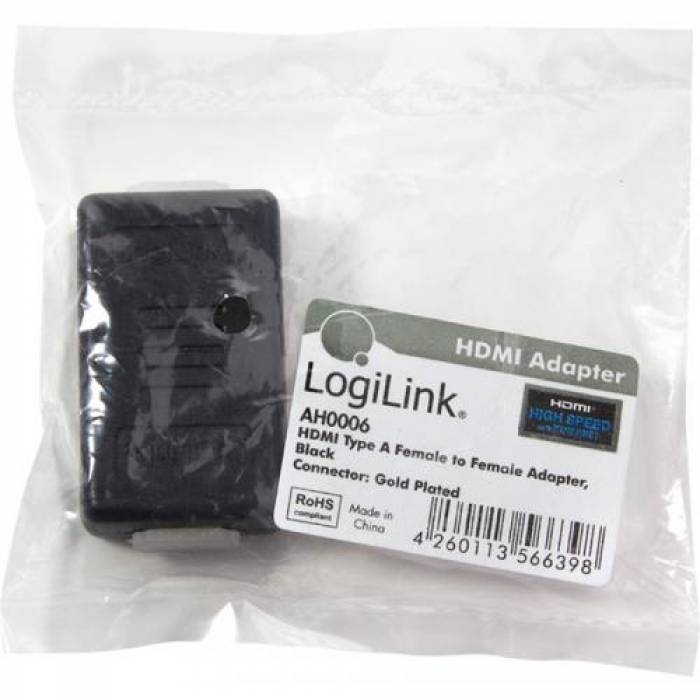 Adaptor Logilink 1x HDMI Female - 1x HDMI Female, negru