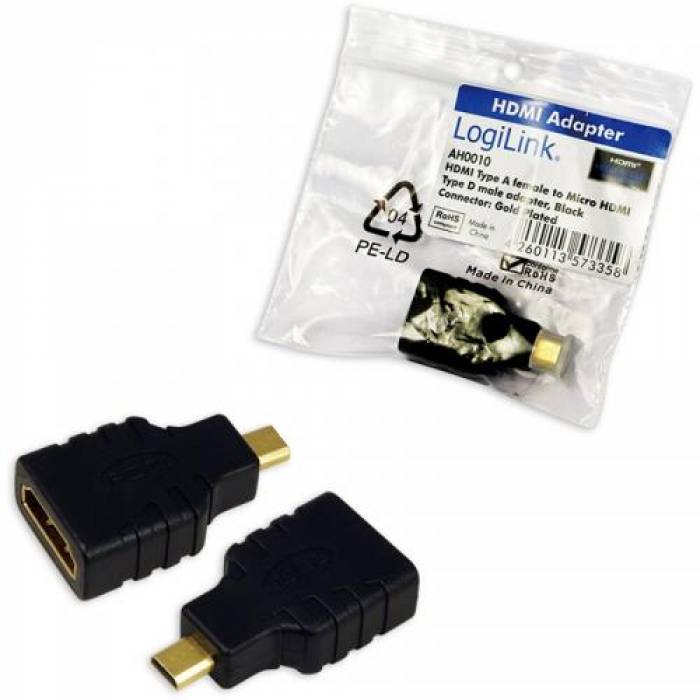 Adaptor Logilink 1x HDMI Female - 1x microHDMI Male, v1.4, negru