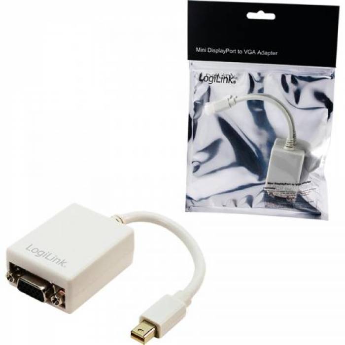Adaptor Logilink 1x miniDisplayPort Male - 1x VGA Female, 0.09m, alb