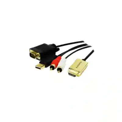 Adaptor Logilink HDMI - VGA + USB, 2xRCA (audio), 2m, Black