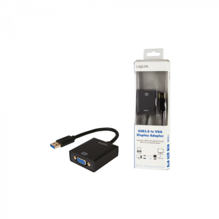 Adaptor Logilink, USB 3.0 - VGA, Black