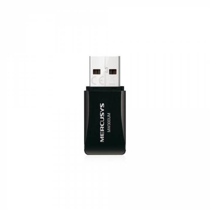 Adaptor Mini Wireless MERCUSYS MW300UM, USB, Black