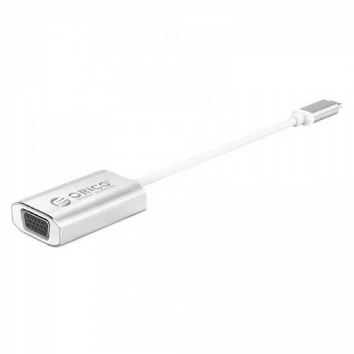 Adaptor Orico XD-102, USB-C Male - VGA Female, Silver