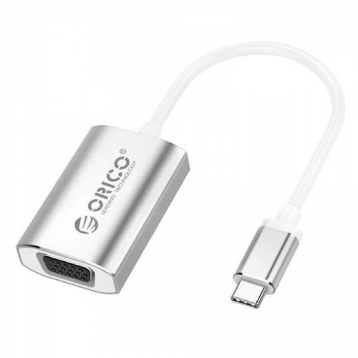 Adaptor Orico XD-102, USB-C Male - VGA Female, Silver