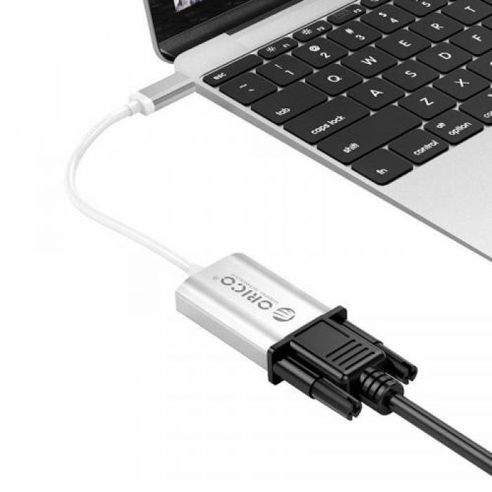 Adaptor Orico XD-102, USB-C Male - VGA Female, Silver