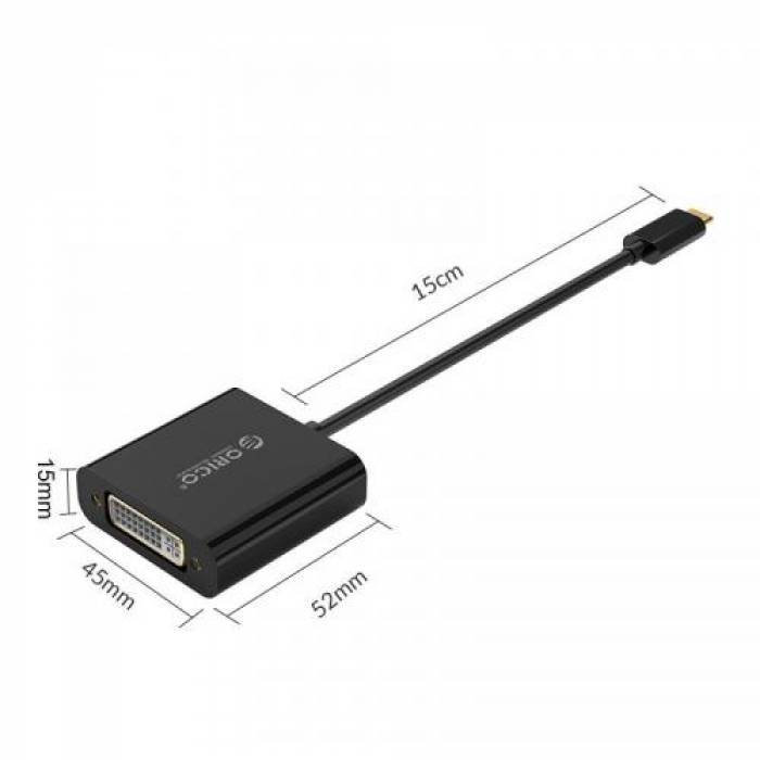 Adaptor Orico XD-125, USB-C Male - DVI-I Female, Black