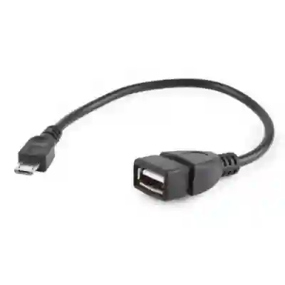 Adaptor OTG Gembird, 1x USB 2.0 female - 1x microUSB male, 0.15m, Black