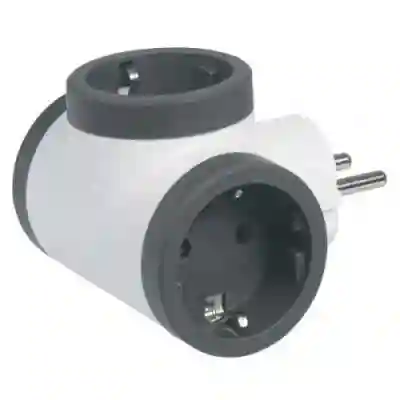 Adaptor Priza Legrand L694520, 3x Schuko, White-Black