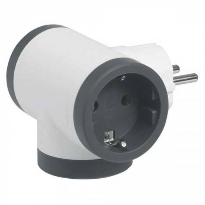 Adaptor Priza Legrand L694520, 3x Schuko, White-Black