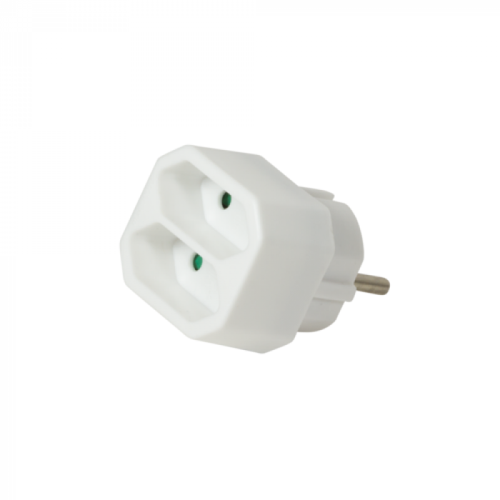 Adaptor priza Logilink LPS218, 2x Euro, White