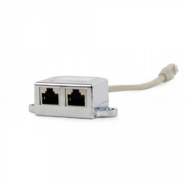 Adaptor retea Gembird, 2x RJ45 female - 1x RJ45 male, FTP, 0.15m