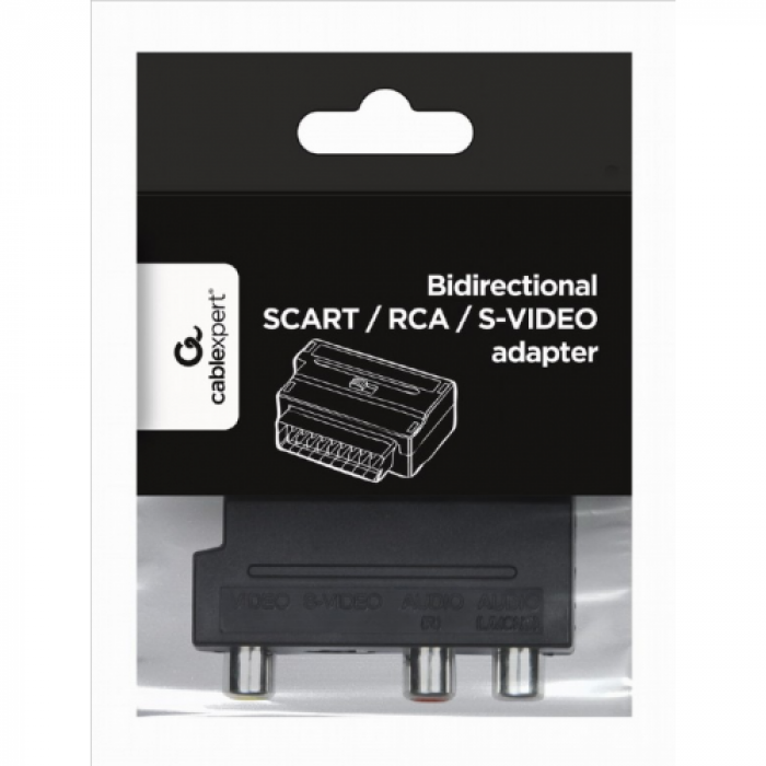 Adaptor Scart Gembrid CCV-4415, S-video - 3x RCA, Black