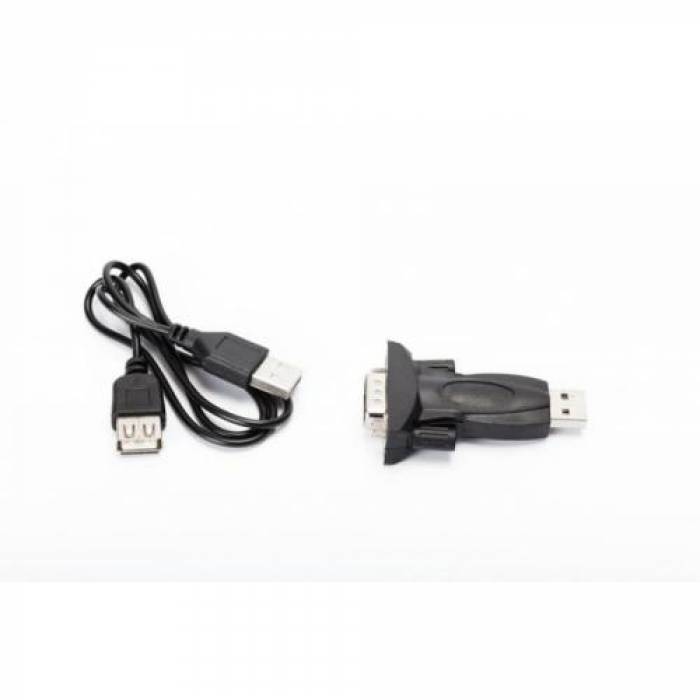 Adaptor Spacer SPA-USB-RS232, USB 2.0 Male - RS232 Female, Black + Cablu Spacer USB 2.0 Male - USB 2.0 Female, 30cm