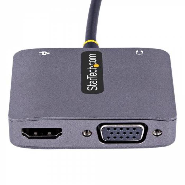 Adaptor Startech 122-USBC-HDMI-4K-VGA, HDMI + VGA + 3.5mm jack - USB-C, Gray