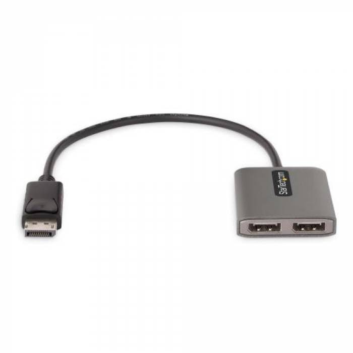 Adaptor Startech MST14DP122DP, DisplayPort + Micro USB-B - 2x DisplayPort, 0.30m, Space Gray