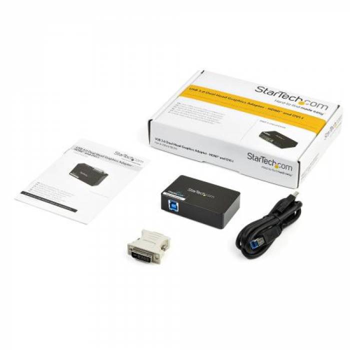 Adaptor Startech USB32HDDVII, USB 3.0 - HDMI + DVI, Black