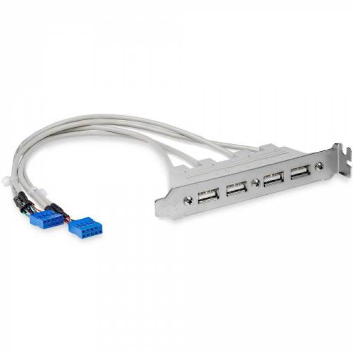Adaptor Startech USBPLATE4, 4x USB, Gray