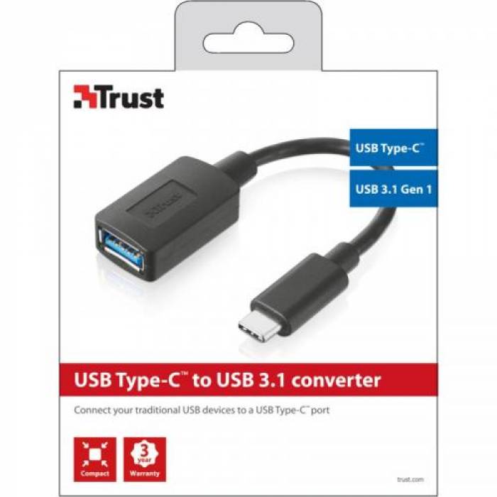 Adaptor Trust 20967, USB-C - USB3.0, Black