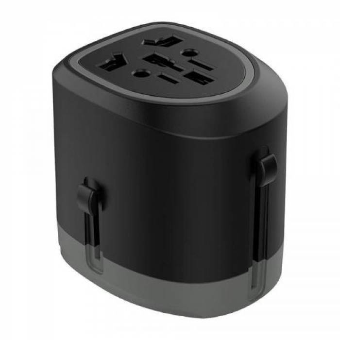 Adaptor universal priza Orico UTT-2U01, 2x USB, Black