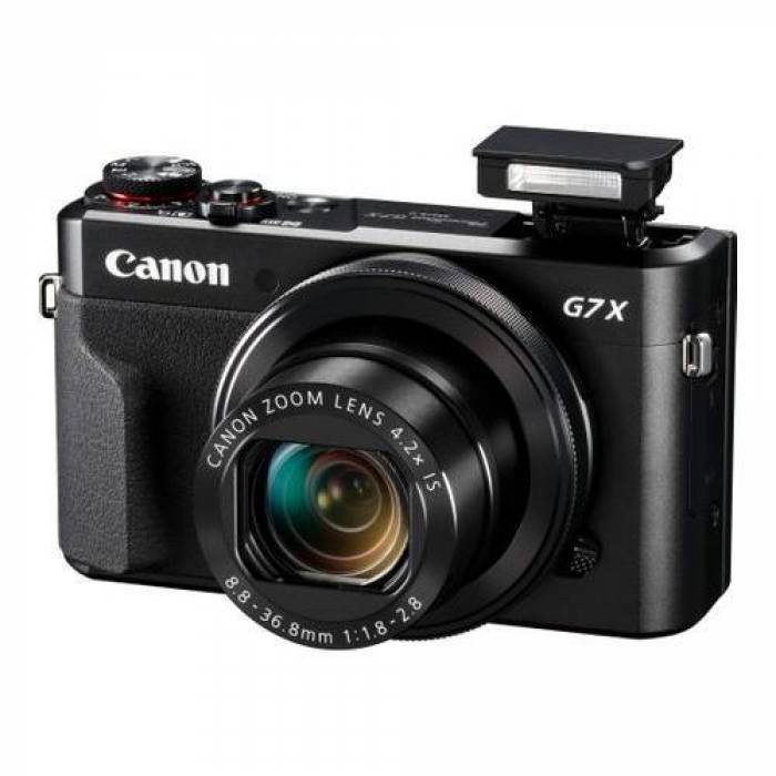 Aparat foto compact Canon PowerShot G7 X Mark II, 20.1MP, Black + Husa DCC-1880 + Memory card SD 8GB