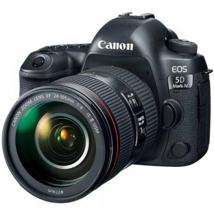 Aparat foto DSLR Canon EOS 5D Mark IV, 30.4MP, Black + Obiectiv EF 24-105 IS II USM