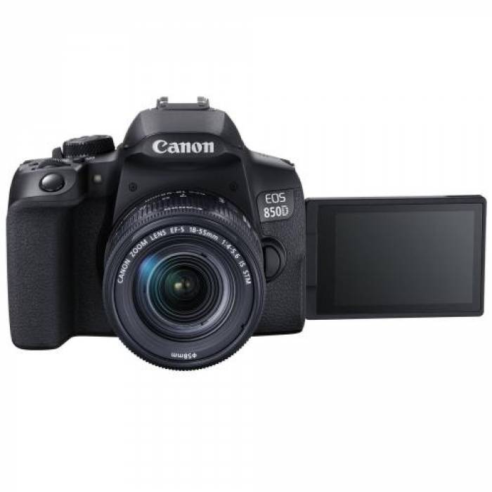 Aparat foto DSLR Canon EOS 850D Kit, 24.1MP, Black + Obiectiv 18-55mm f/3.5-5.6 IS STM