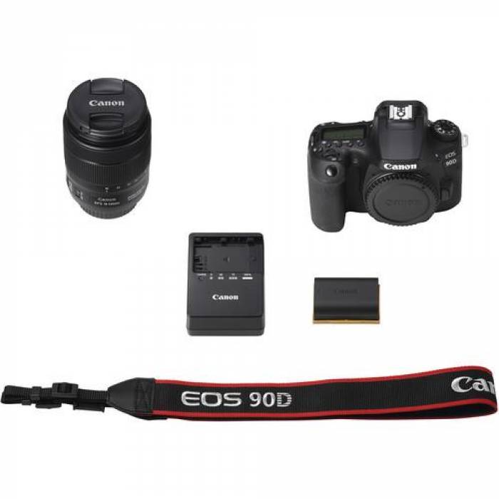 Aparat foto DSLR Canon EOS 90D Kit, 32.5MP, Black + Obiectiv EF-S 18-135mm f/3.5-5.6 IS USM