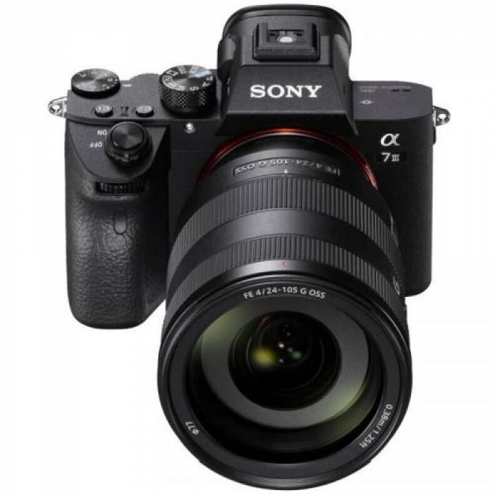 Aparat foto Mirrorless Sony Alpha 7 III, 24.2 MP, Black + Obiectiv FE 24-105 mm f/4 G OSS