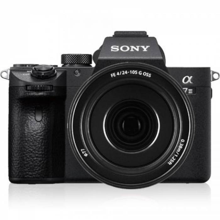 Aparat foto Mirrorless Sony Alpha 7 III, 24.2 MP, Black + Obiectiv FE 24-105 mm f/4 G OSS