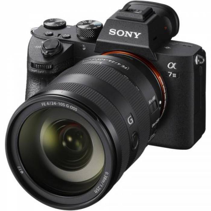 Aparat foto Mirrorless Sony Alpha 7 III, 24.2 MP, Black + Obiectiv FE 24-105 mm f/4 G OSS