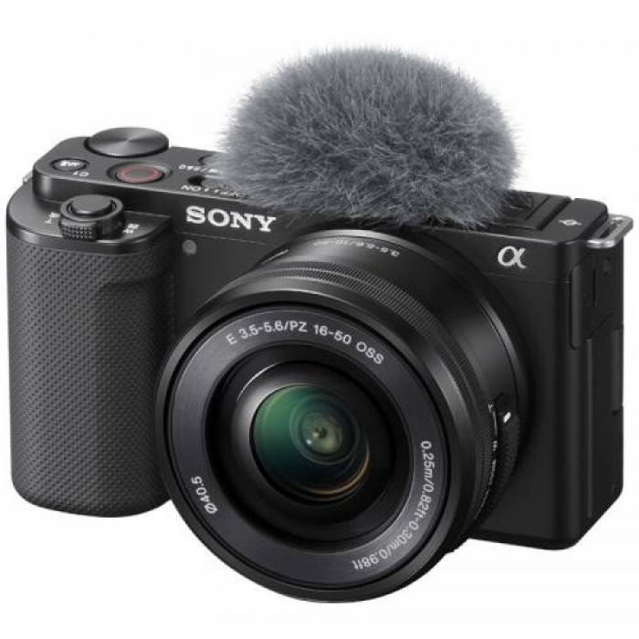 Aparat foto  Mirrorless Sony Alpha ZV-E10, 24.2 MP, Black + Obiectiv E PZ 16-50 mm 3.5-5.6 OSS