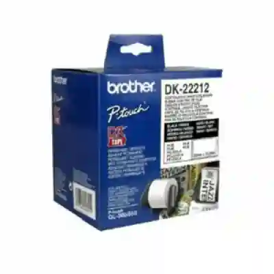 Banda continua laminata Brother DK22212, 62 mm x 15.24 m, negru pe alb 