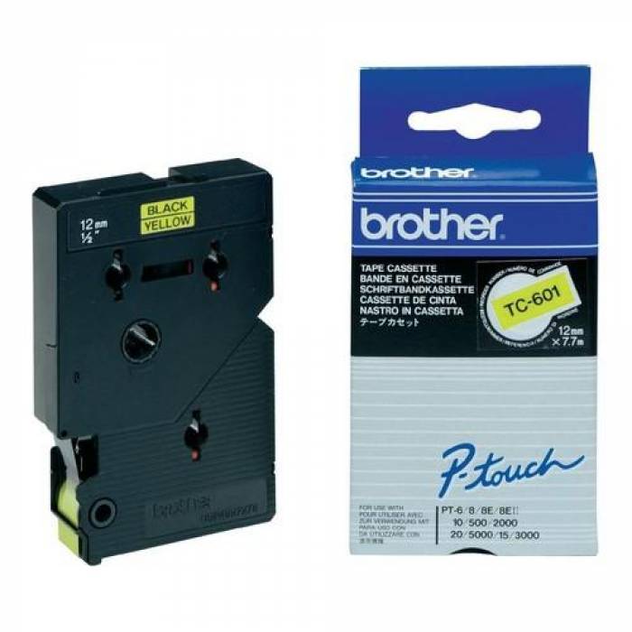 Banda termica Brother TC601, Laminata Negru-Galben