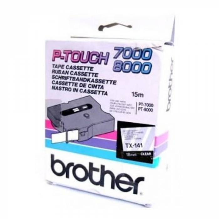 Banda termica Brother TX141, Laminata Negru - Transparent