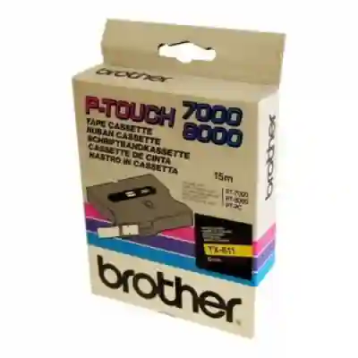 Banda termica Brother TX611, Laminata Negru - Galben