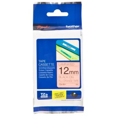 Banda termica Brother TZEB31 laminata Negru - orange fluorescent