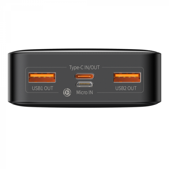 Baterie Portabila Baseus Bipow 20W, 20000 mAh, 2x USB, 1x USB-C, 1x MicroUSB, Black