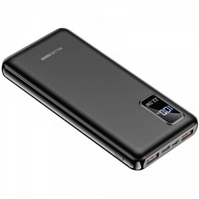 Baterie Portabila Blue Power BBJ15, 10000mAH, 2x USB, 1x microUSB, 1x USB-C, Black